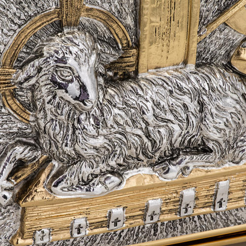 Tabernacolo da mensa ottone bicolore Agnello Immolato 6