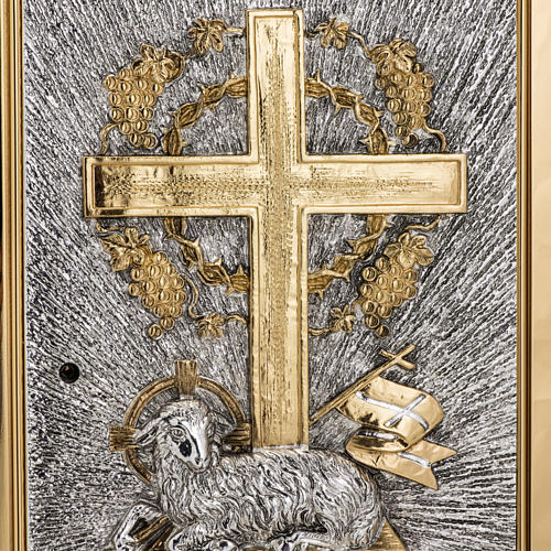 Altar tabernacle with lamb, cross and grapes - two tones 5
