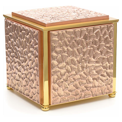 Tabernacle de table laiton argenté cuivre raisins, poisso 3