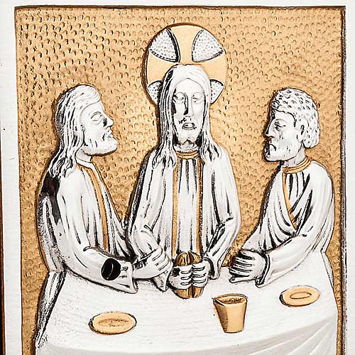 Altar tabernacle with Christ at Emmaus in bronze 2