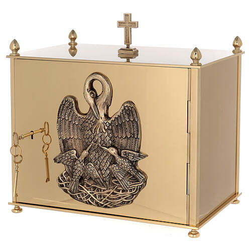 Altar tabernacle in brass plates with Pelican, Molina 1