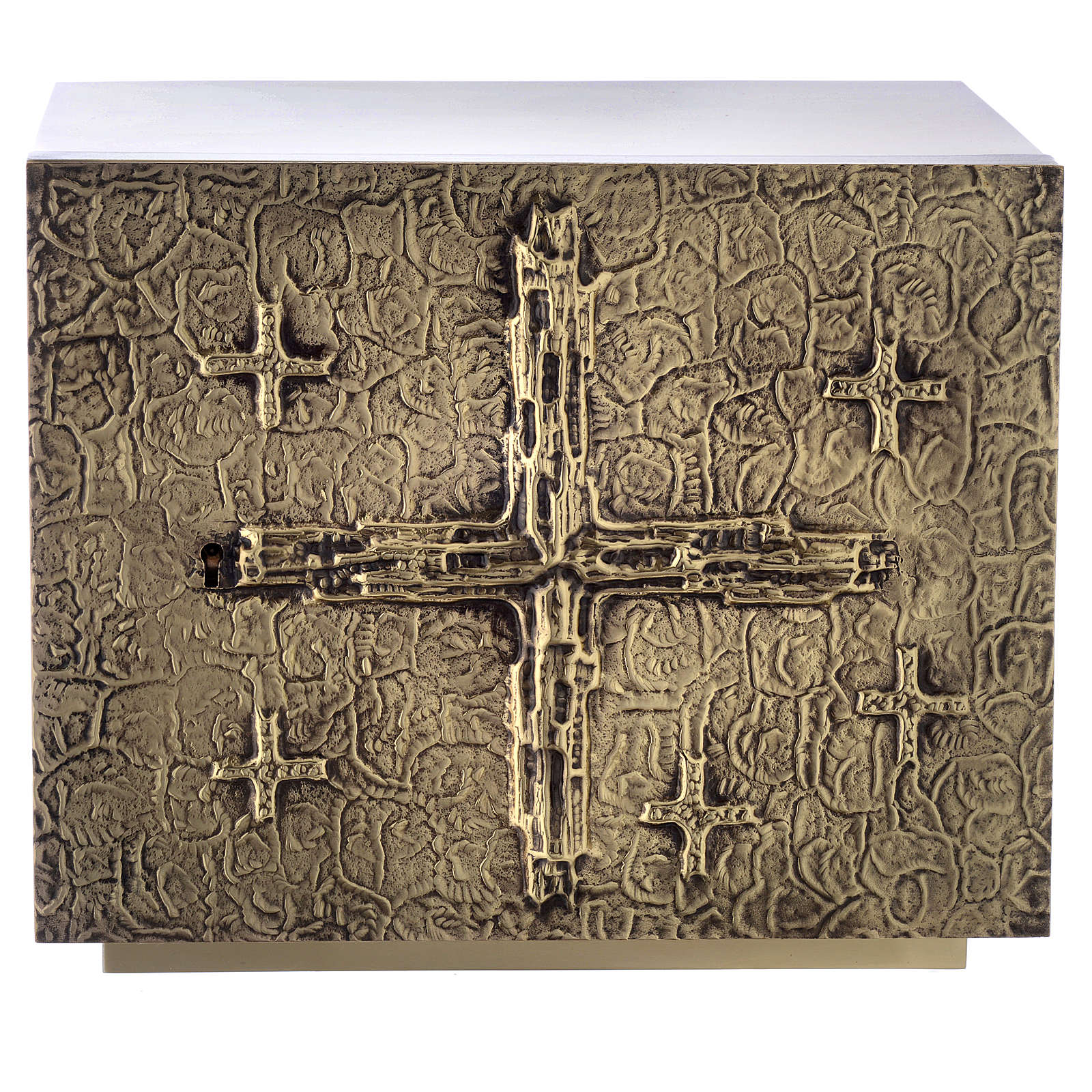 Altar Tabernacle with cross relief in gold plated brass, Molina ...