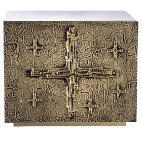 Altar Tabernacle with cross relief in gold plated brass, Molina