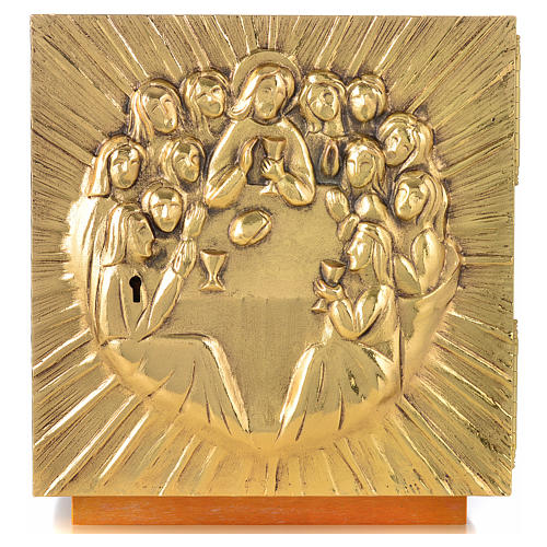 Altar Tabernacle in resin and metal plating with the last supper, Molina 8