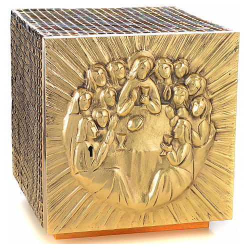 Altar Tabernacle in resin and metal plating with the last supper, Molina 1