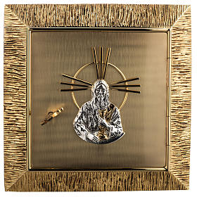 Wall Tabernacle with Jesus image in gold-plated cast brass
