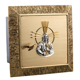 Wall Tabernacle with Jesus image in gold-plated cast brass