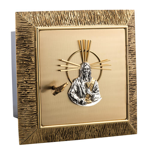 Wall Tabernacle with Jesus image in gold-plated cast brass 2