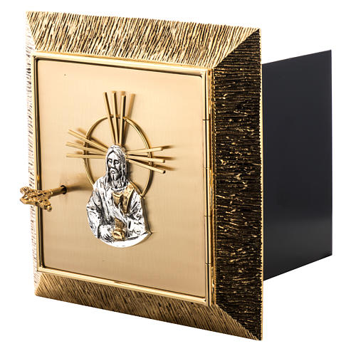 Wall Tabernacle with Jesus image in gold-plated cast brass 6