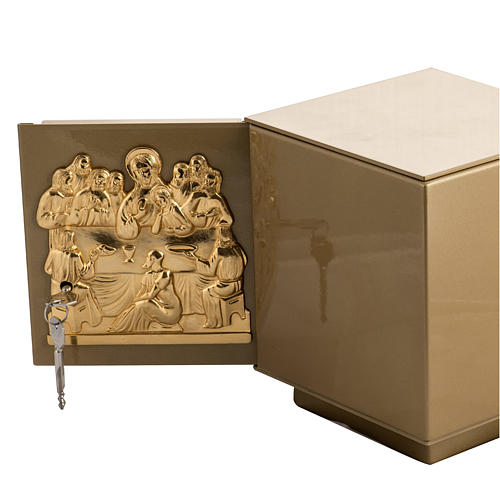 Altar Tabernacle with Last Supper in gold-plated bronze, iron box 5