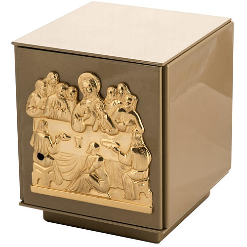 Altar Tabernacle with Last Supper in gold-plated bronze, iron box 1