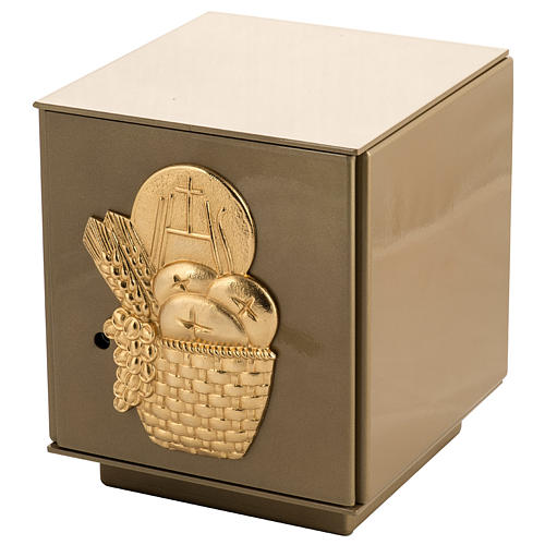 Sagrario de mesa Pan, Espigas bronce dorado caja hierro 1