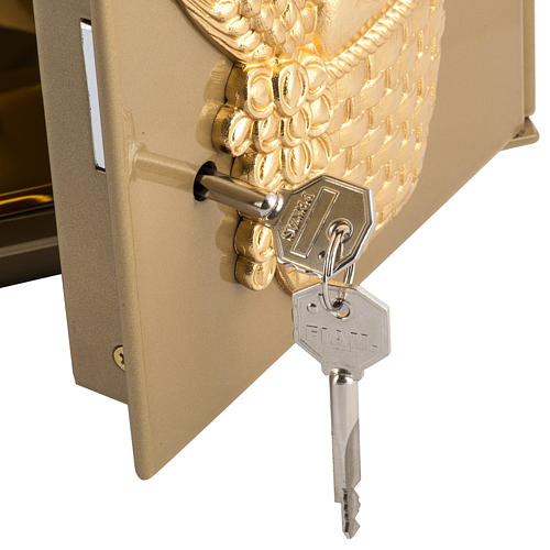 Tabernacolo da mensa Pane Spighe bronzo dorato cassa ferro 3