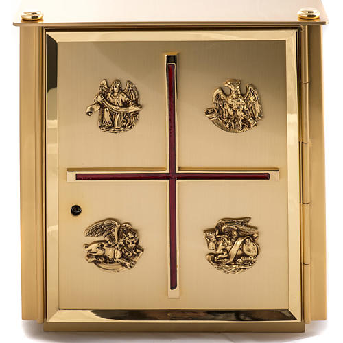 Altar Tabernakel aus Messing mit Symbolen der Evangelisten 2