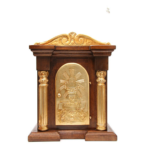 Tabernacle in carved wood with gold leaf capital 70x45x30cm 1