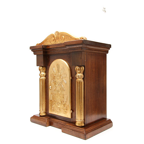 Tabernacle en bois avec chapiteau feuille or 70x45x30 2