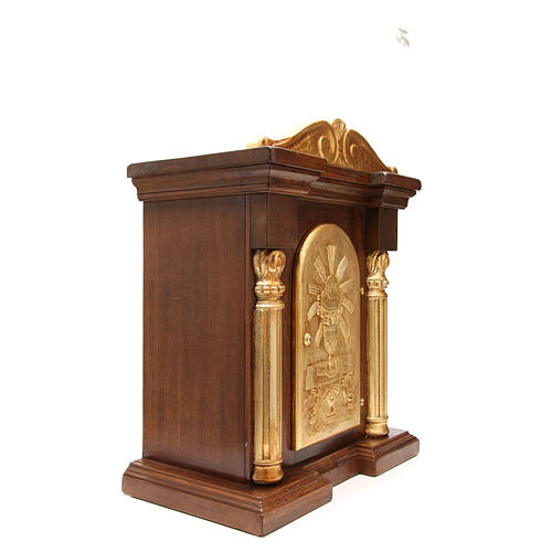 Tabernacle en bois avec chapiteau feuille or 70x45x30 4