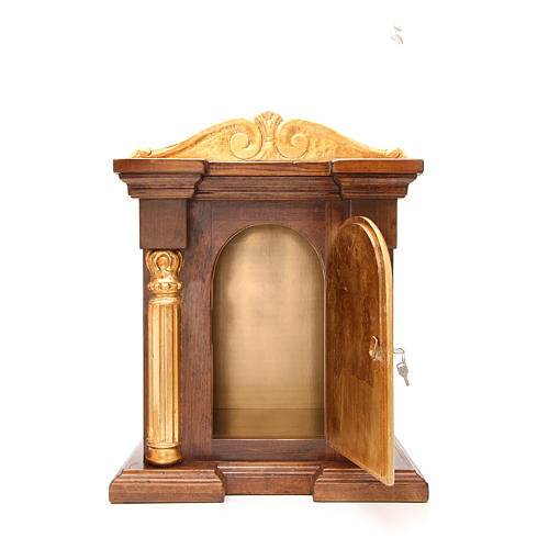 Tabernacle en bois avec chapiteau feuille or 70x45x30 5