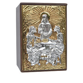 Tabernacle d'autel en bois et porte en laiton Souper à Emmaüs