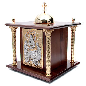 Altar Tabernacle in wood with brass window and columns, Dinner a