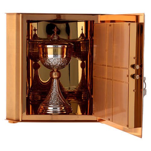 Altar tabernacle Lamb of God and Angel, bicolor brass 7