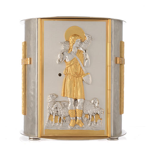Altar tabernacle gold-plated brass, Good Shepherd 1