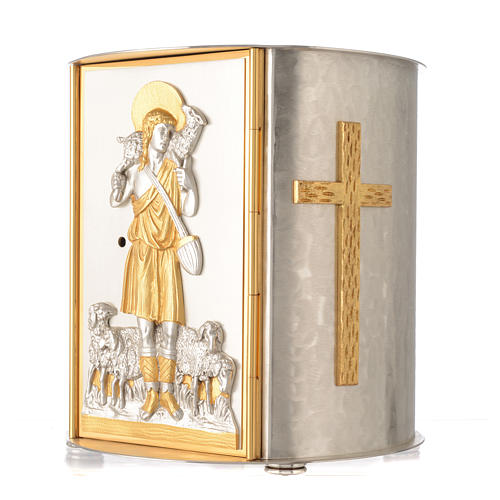 Altar tabernacle gold-plated brass, Good Shepherd 3