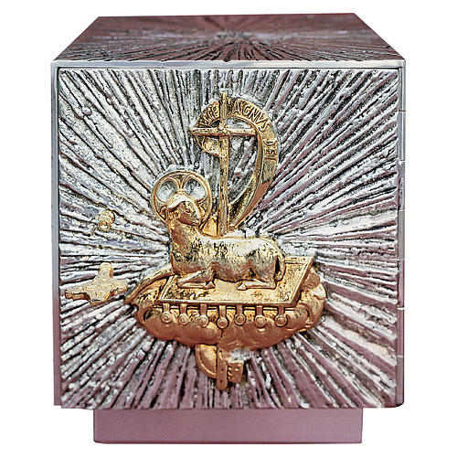 Tabernacolo da mensa ottone argentato Agnus Dei dorato 1