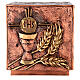 Tabernáculo de altar latão moldado acobreado trigo hóstia ouro s1