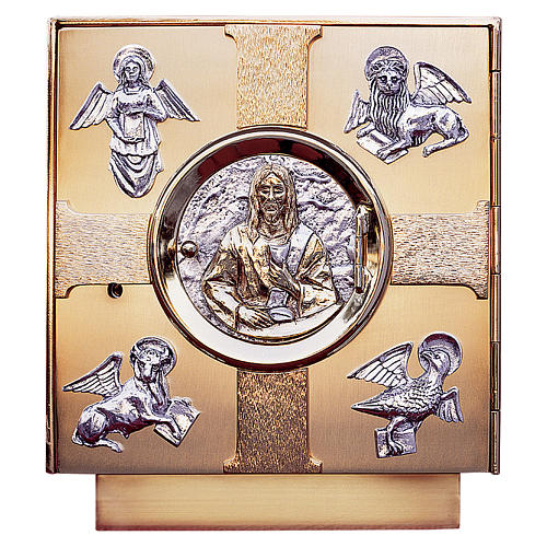Sacrário de altar latão moldado símbolos Evangelistas 1