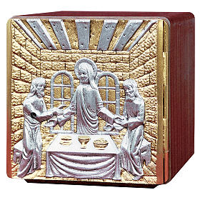 Tabernacle d'autel bois laiton moulé Christ apôtres