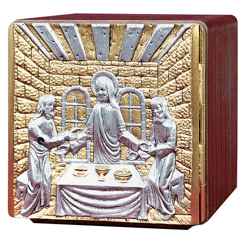 Tabernacle d'autel bois laiton moulé Christ apôtres 1