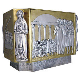 Tabernacle in cast brass with disciples of Jesus