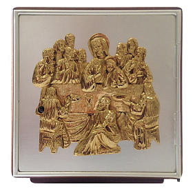 Altar tabernacle Last Supper, wood and brass