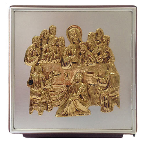 Altar tabernacle Last Supper, wood and brass 1