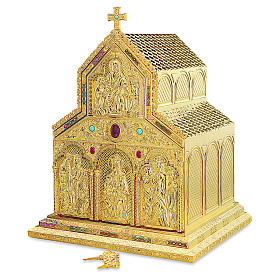 Molina tabernacle with German Romanesque design and enamels 58,5x37,5x37cm