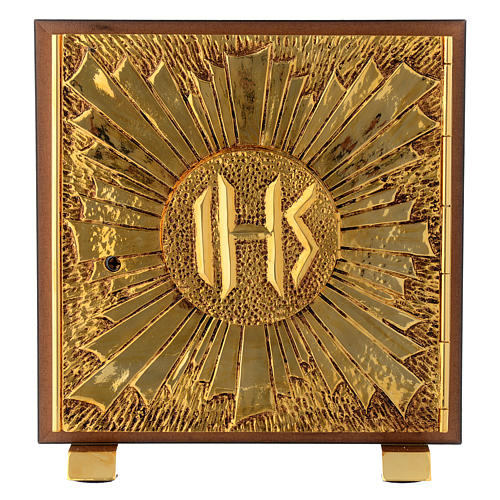 Tabernacle in wood and brass marble effect, IHS symbol 1