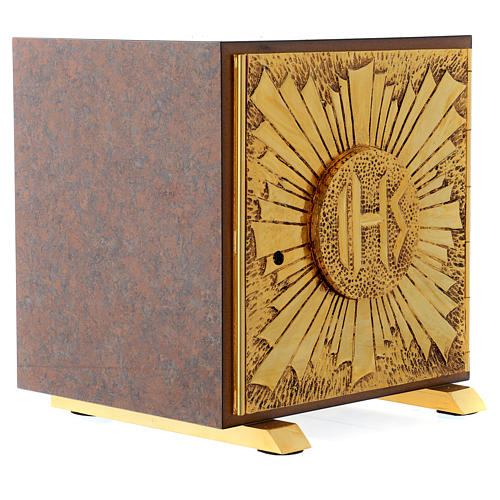 Tabernacle in wood and brass marble effect, IHS symbol 3
