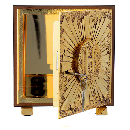 Tabernacle in wood and brass marble effect, IHS symbol 5
