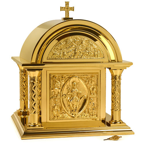 Tabernacolo romanico Molina ottone dorato Cristo Pantocratore 1