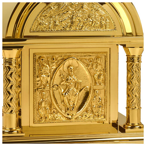 Tabernacolo romanico Molina ottone dorato Cristo Pantocratore 2