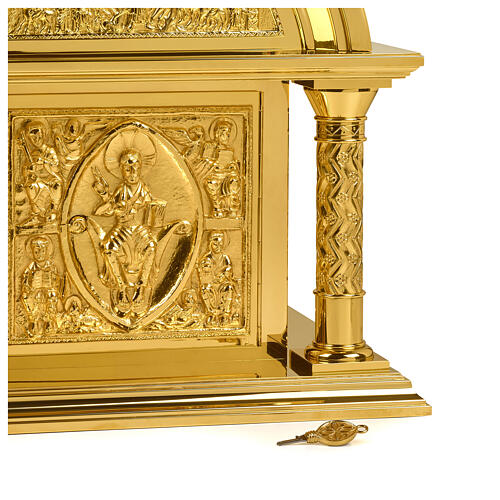 Tabernacolo romanico Molina ottone dorato Cristo Pantocratore 3