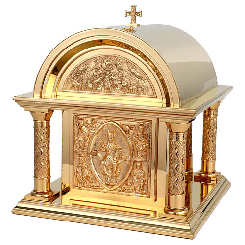 Tabernacolo romanico Molina ottone dorato Cristo Pantocratore 1