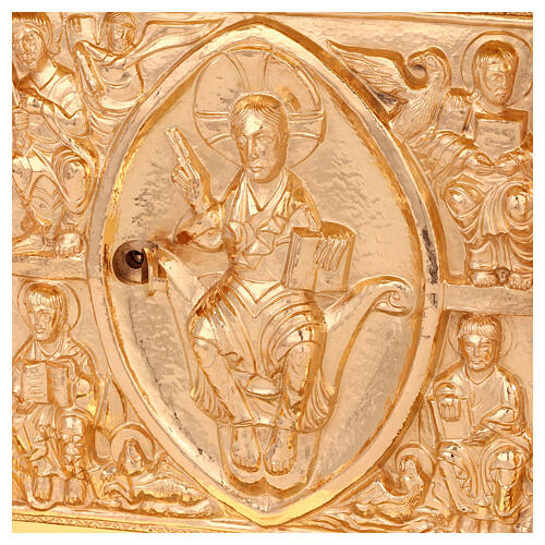 Tabernacolo romanico Molina ottone dorato Cristo Pantocratore 2