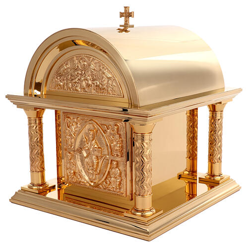 Tabernacolo romanico Molina ottone dorato Cristo Pantocratore 3
