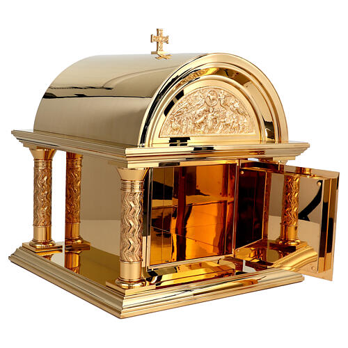 Tabernacolo romanico Molina ottone dorato Cristo Pantocratore 8
