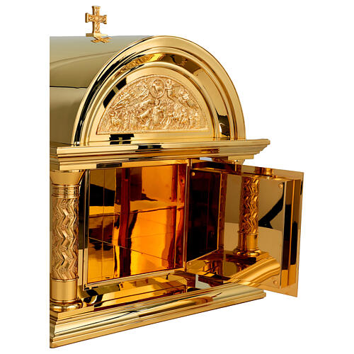 Tabernacolo romanico Molina ottone dorato Cristo Pantocratore 11