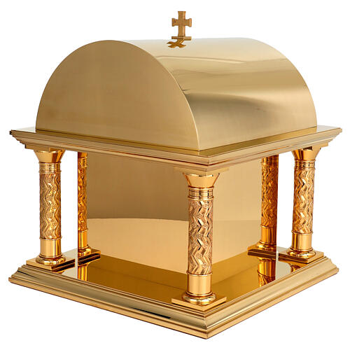 Tabernacolo romanico Molina ottone dorato Cristo Pantocratore 12