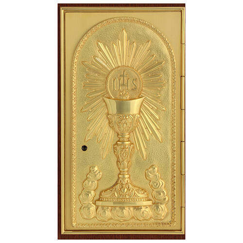 Tabernacolo da mensa legno mogano porta IHS calice 2
