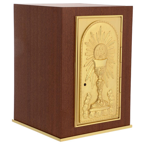 Tabernacolo da mensa legno mogano porta IHS calice 5